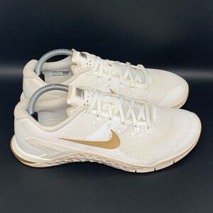 Nike White and Gold Athletic Shoes